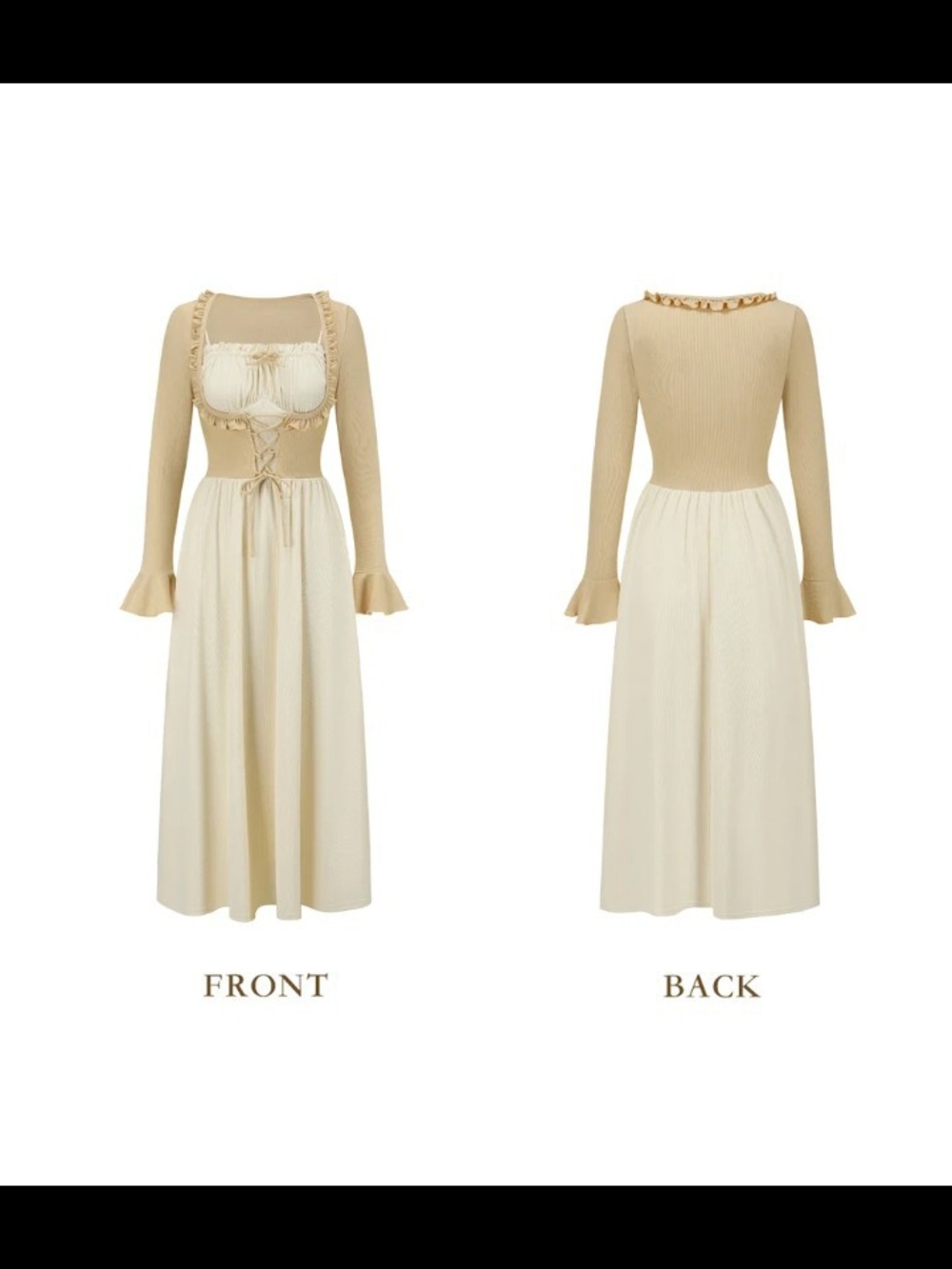 Women’s Pale Yellow Ruffle-Trim Maxi Dress - Picture 2 of 5
